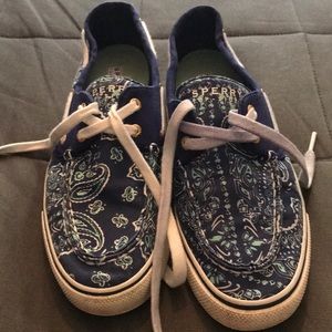 Sperry Top Sider Blue canvas Paisley